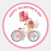 Der glückliche Valentinstag | Fahrrad & Ballons Runder Aufkleber (Vorderseite)