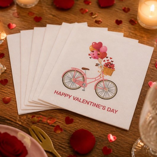 Der glückliche Valentinstag | Fahrrad & Ballons Serviette