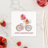 Der glückliche Valentinstag | Fahrrad & Ballons Serviette (Beispiel)