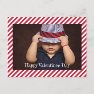 Der glückliche Valentinstag   Foto mit roten Strei Feiertagspostkarte