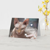 Der glückliche Valentinstag | Sphynx Hairless Cat Karte (Gelbe Blume)