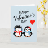 Der glückliche Valentinstag | Süsse Pie Penguins Karte (Gelbe Blume)