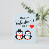 Der glückliche Valentinstag | Süsse Pie Penguins Postkarte (Stehend Vorderseite)