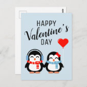 Der glückliche Valentinstag | Süsse Pie Penguins Postkarte (Vorne/Hinten)