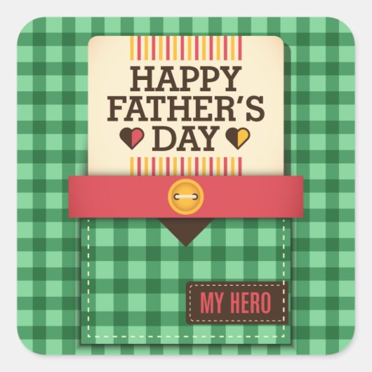 Der glückliche Vatertag Quadratischer Aufkleber (Vorderseite)
