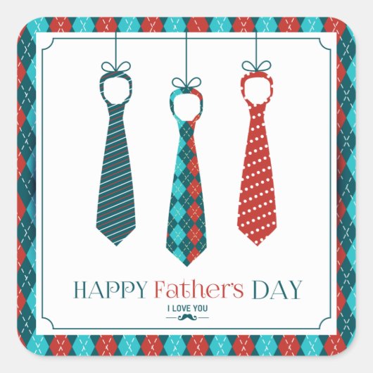 Der glückliche Vatertag Quadratischer Aufkleber (Vorderseite)