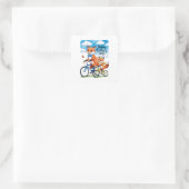 Der glückliche Vatertag Quadratischer Aufkleber (Tasche)