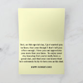 DER GLÜCKLICHE VATERTAG, VATER von Ihrem Sohn Karte (Innenseite)