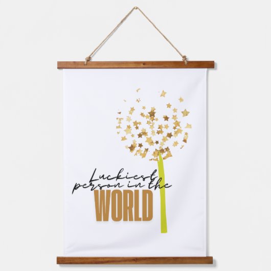 Der glücklichste Mensch der Welt Wandteppich Mit Holzrahmen (Vorderseite)