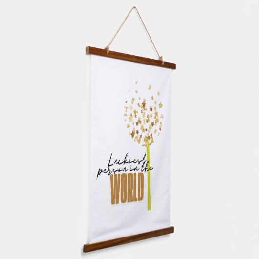 Der glücklichste Mensch der Welt Wandteppich Mit Holzrahmen (Gewinkelt)