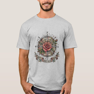 Der glückselige Pfad: Tattoo-Rosenkompass T-Shirt
