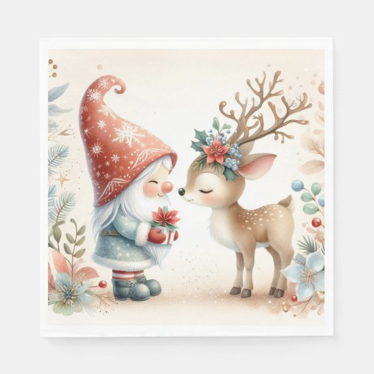 Der Gnome und das Rentier Serviette (Vorderseite)