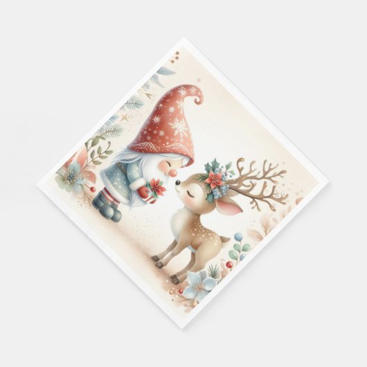 Der Gnome und das Rentier Serviette (Ecke)