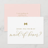 Der Gold Ribbon Bow wird meine Trauzeugin sein Postkarte (Vorne/Hinten)