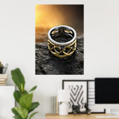 Der Gold- und Silberring | AI Art Poster (Heimbüro)