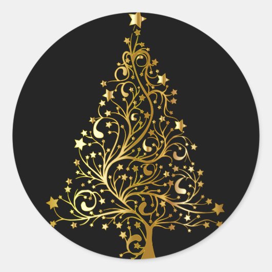 Der Gold-Weihnachtsbaum-Sticker Runder Aufkleber (Vorderseite)