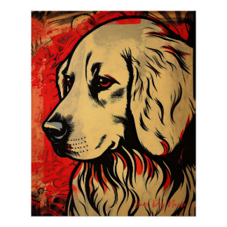 Der Golden Retriever Dog, Rot und Schwarz 002 - Ul Poster