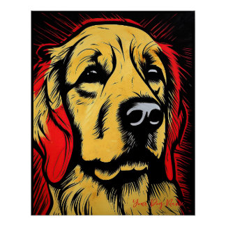 Der Golden Retriever Dog, Rot und Schwarz 004 - Ul Poster