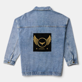 Der goldene Adler mit den Wings Angel Text Women's Jeansjacke