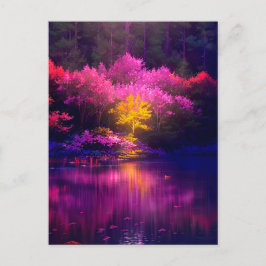 Der goldene Baum im Abend Postkarte