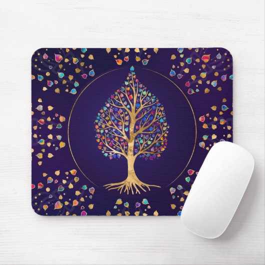Der goldene Bodhi-Baum - farbenfrohe Blätter Mousepad (Mit Mouse)