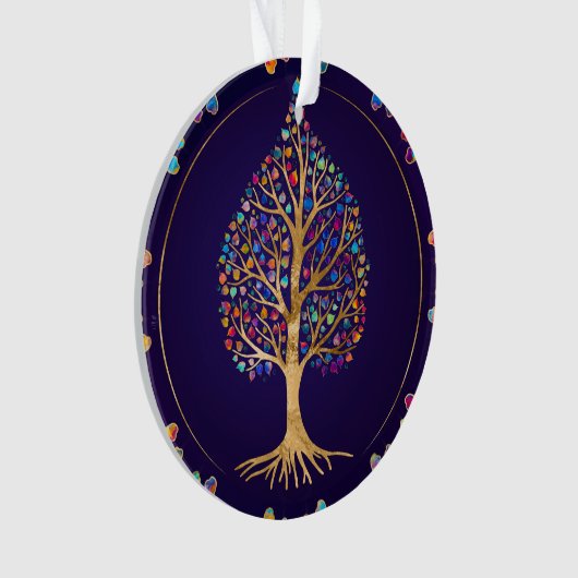 Der goldene Bodhi-Baum - farbenfrohe Blätter Ornament (Vorderseite)