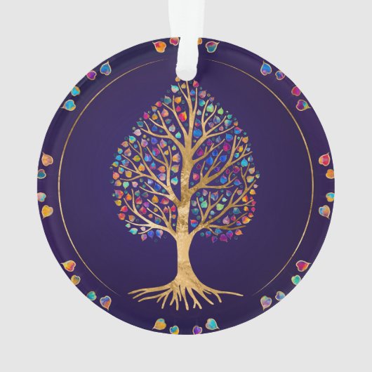 Der goldene Bodhi-Baum - farbenfrohe Blätter Ornament (Rückseite)
