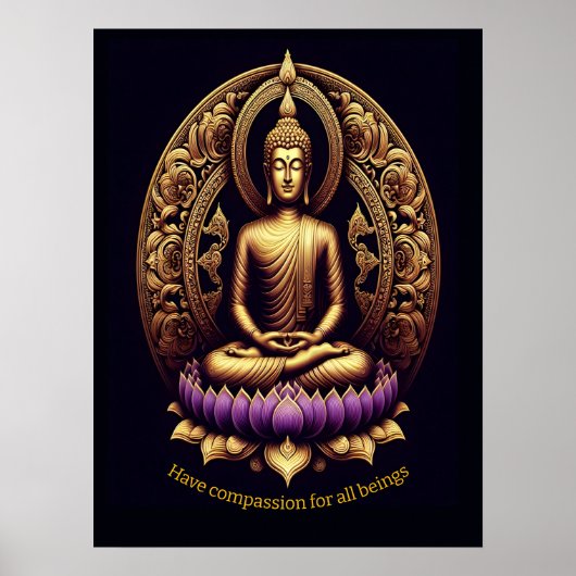 Der goldene Buddha meditiert in Lotus. Poster (Vorne)