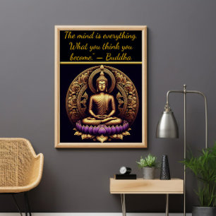 Der goldene Buddha meditiert in Lotus. Poster