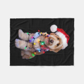 Der goldene Doodle in der Weihnachtsmannmütze wühl Fleecedecke (Vorderseite (Horizontal))