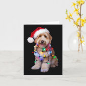 Der goldene Doodle in der Weihnachtsmannmütze wühl Karte (Gelbe Blume)