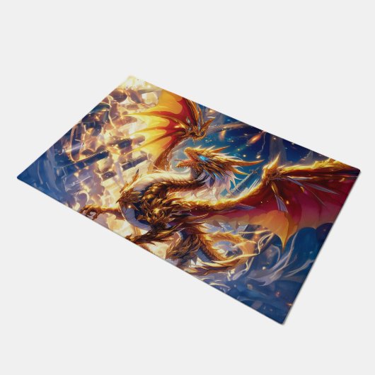 Der goldene Drache Fußmatte (Schrägansicht)