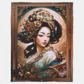 Der Goldene Drache Geisha Girl Kunst von Xzendor7 Fleecedecke (Vorderseite)