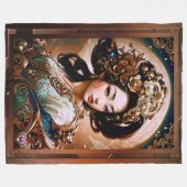 Der Goldene Drache Geisha Girl Kunst von Xzendor7 Fleecedecke (Vorderseite (Horizontal))