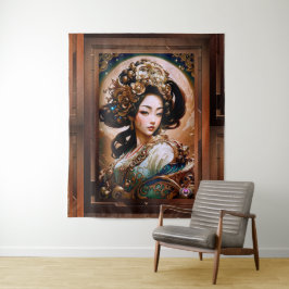 Der Goldene Drache Geisha Girl Kunst von Xzendor7 Wandteppich