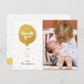 Der goldene Handdrawn Ballon danken Ihnen Foto Dankeskarte (Vorne/Hinten)