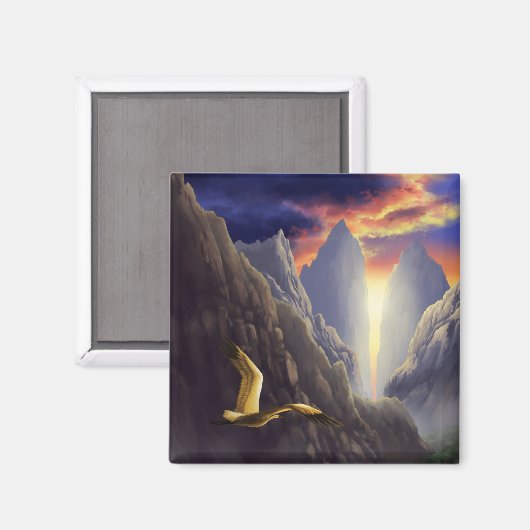 Der goldene Kranich fliegt das Magnet (Vorderseite/Rückseite)