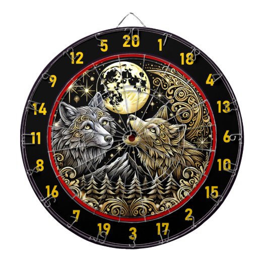 Der Goldene Mond hebt Wolfs Wilden Geist hervor Dartscheibe (vorne)