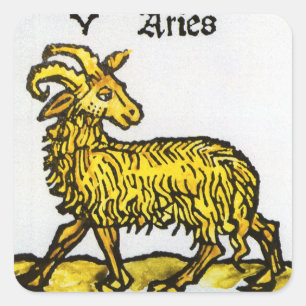 Der goldene Ram, Vintage Zeichen des Zodiaks Quadratischer Aufkleber