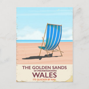 Der goldene Sandstrand von Pembrokeshire, Wales Postkarte