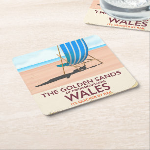 Der goldene Sandstrand von Pembrokeshire, Wales Rechteckiger Pappuntersetzer