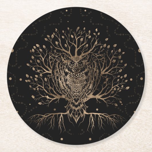 Der goldene Schüssel-Baum Runder Pappuntersetzer (Vorderseite)