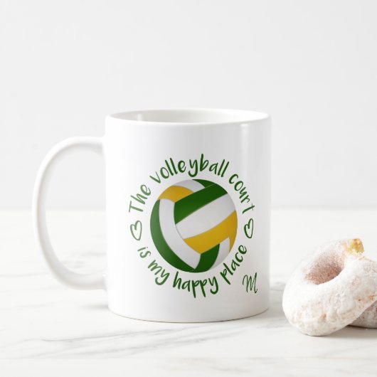 Der goldene Volleyballplatz ist mein glücklicher O Kaffeetasse (Mit Donut)