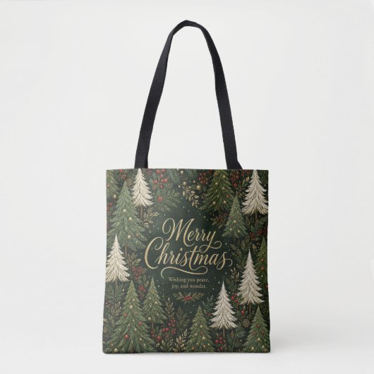 Der goldene Weihnachtswald Tasche (Vorderseite)