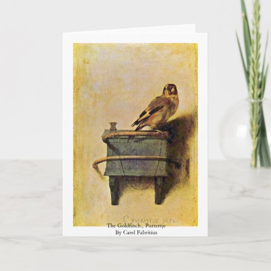 Der Goldfinch., Puttertje durch Carel Fabritius Karte (Vorderseite)