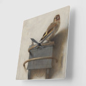 Der Goldfinch Quadratische Wanduhr (Winkel)