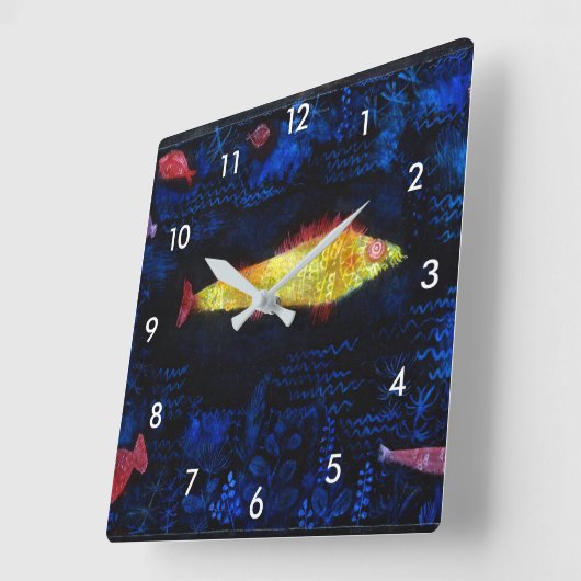 Der Goldfish, Paul Klee Quadratische Wanduhr (Winkel)