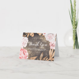 Der GoldGlitzer und rosa Blumen, die Wedding sind, Dankeskarte