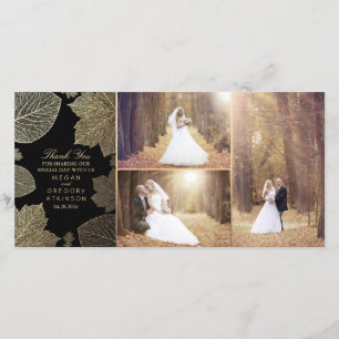 Der GoldHerbstlaub, der Foto Wedding ist, dankt Dankeskarte