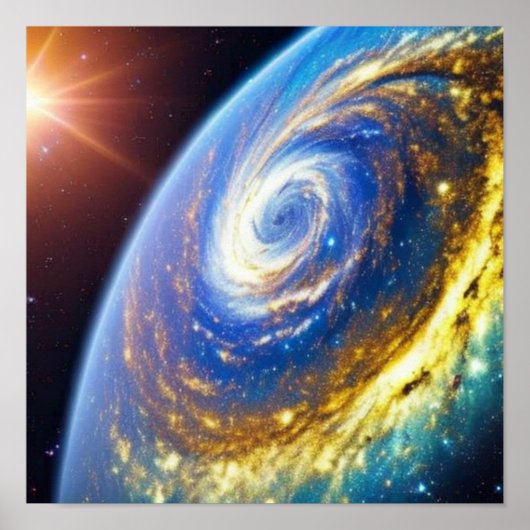 Der Goldschurken auf einem Planeten Poster (Vorne)